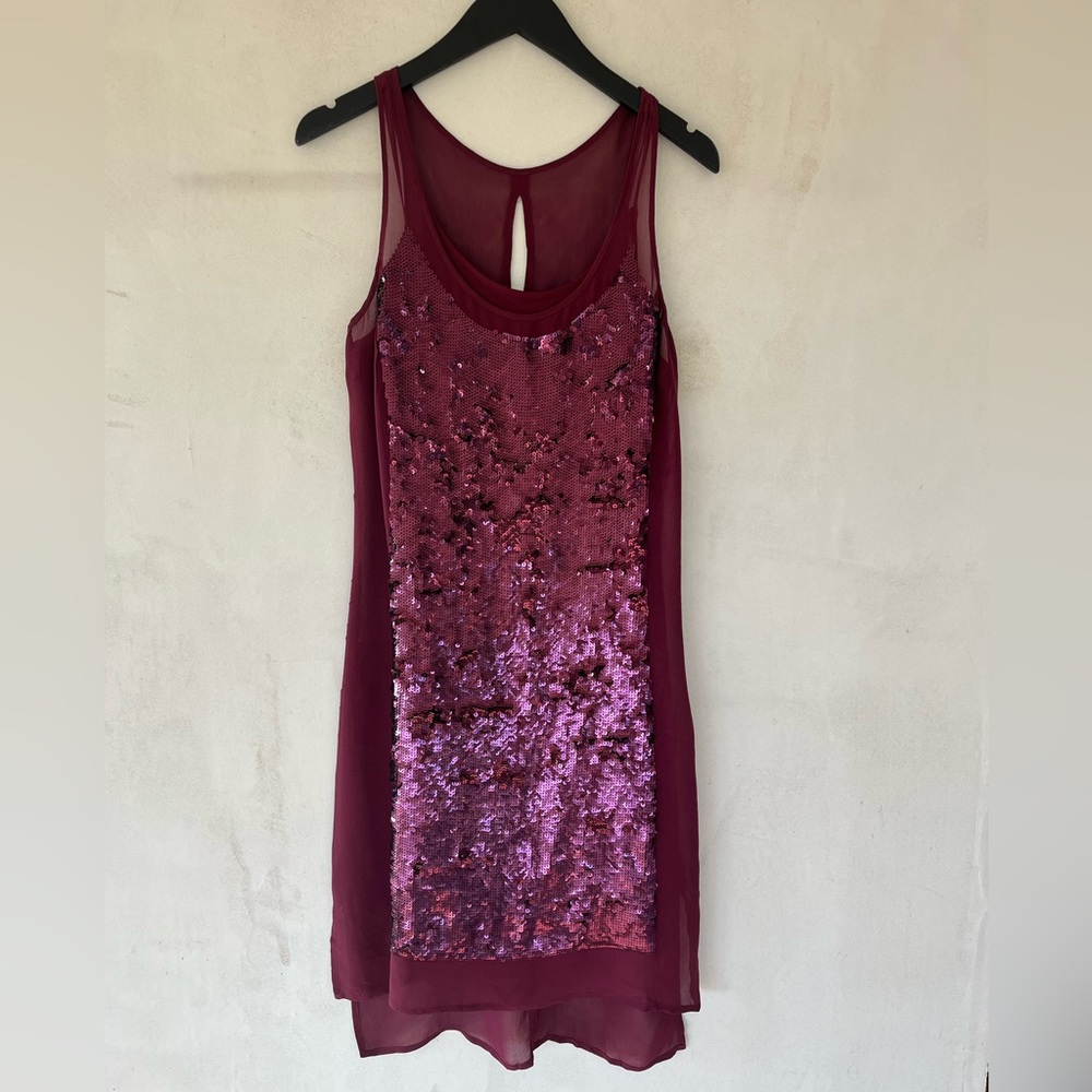TROUVÉ • NWT burgundy sequin dress size XS